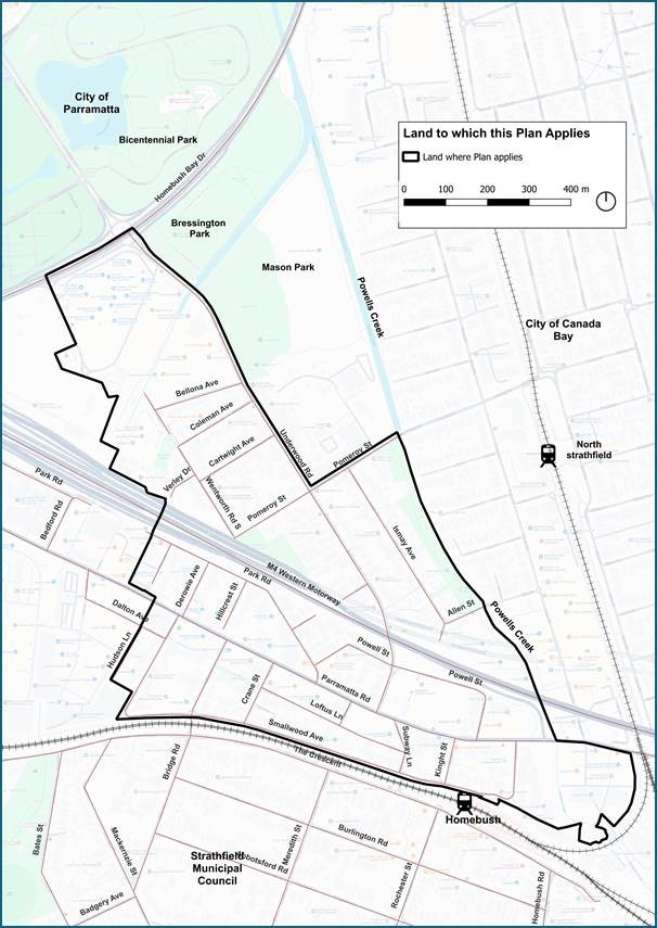 Illustration of area of Homebush the plan relates to
